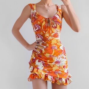 Urban Outfitters Orange Red Bodycon Mini Dress